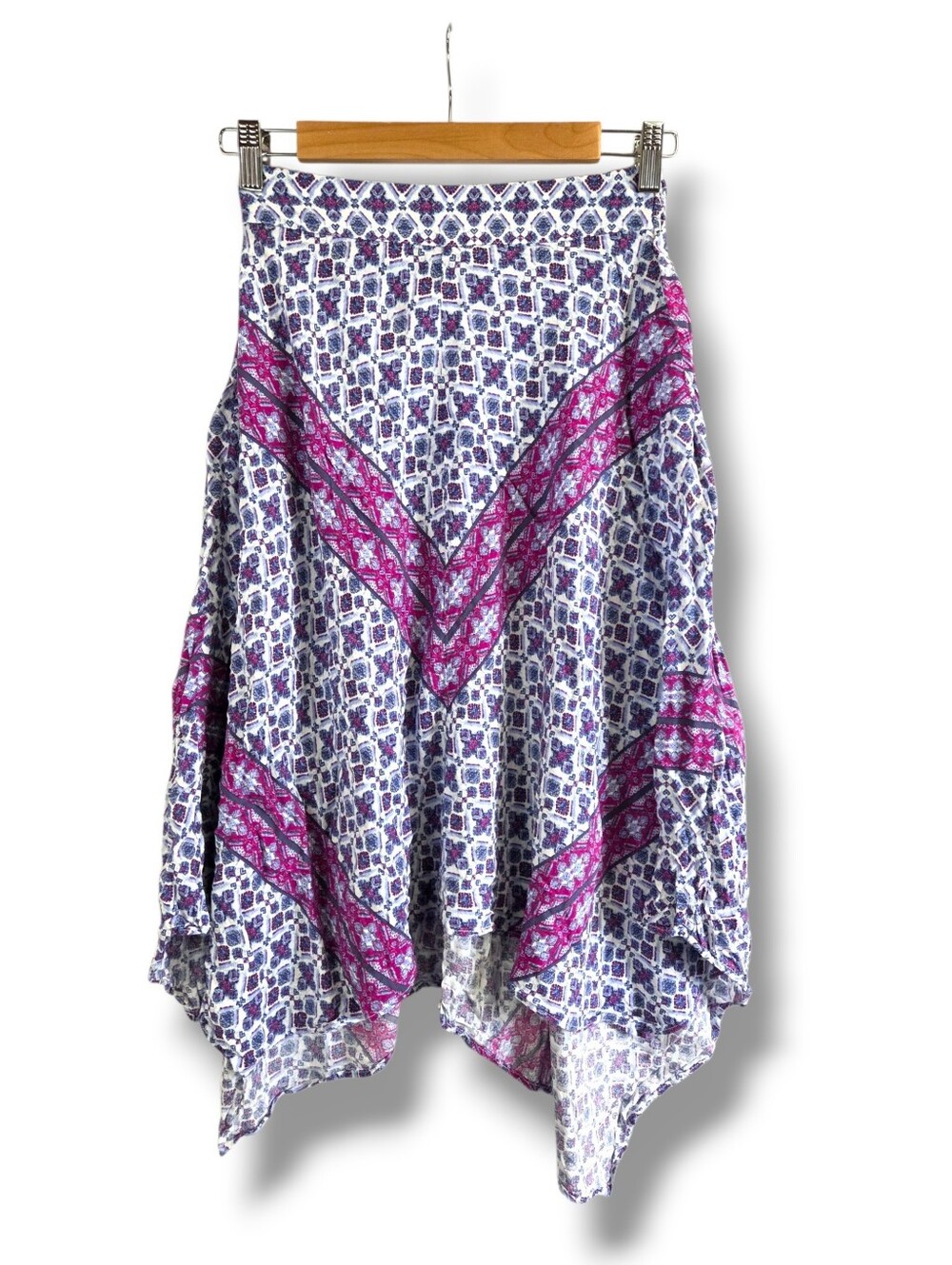 American Eagle Boho Floral Handkerchief Hem Skirt in Purple and Cream Size XXS